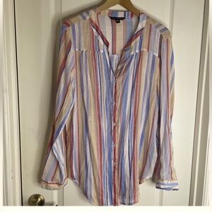 Zac & Rachel Women’s size PL striped button-down long sleeve blouse
